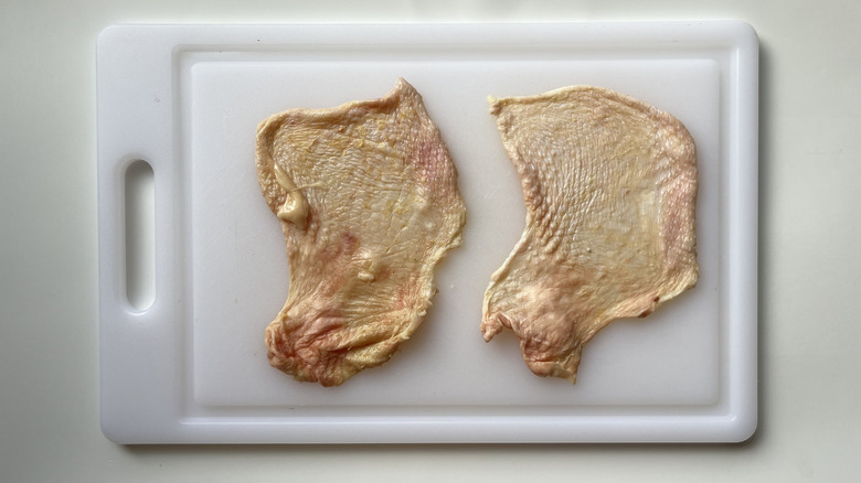 raw chicken skin