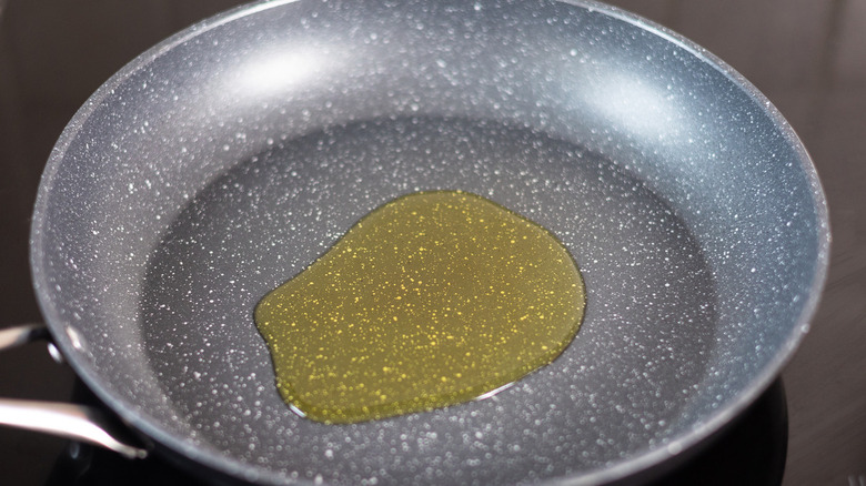 olive oil in pan