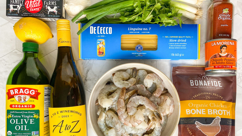 ingredients for scampi with chipotles