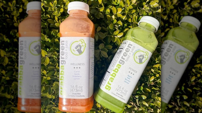 two Grabbagreen bottle juices 