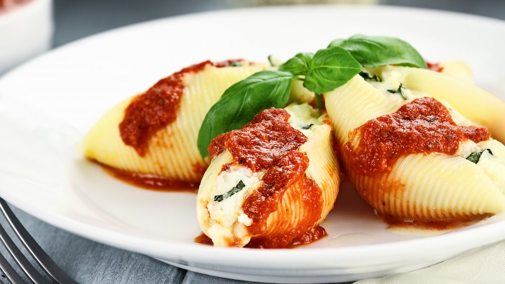 Stuffed pasta shells at an Italian restaurant