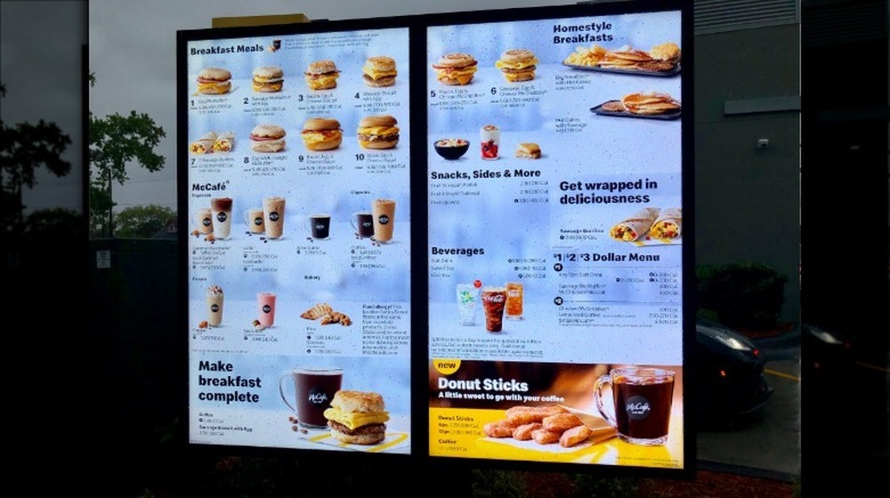 McDonald's drive-thru menu