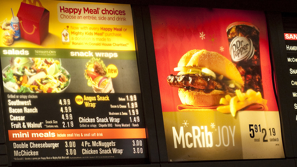 McDonald's menu