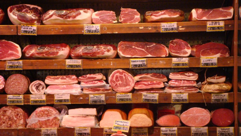 Meat counter at Rome butcher