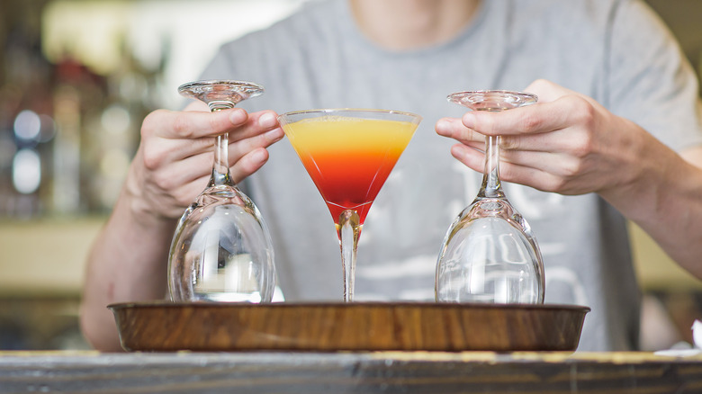 colorful cocktail on a tray