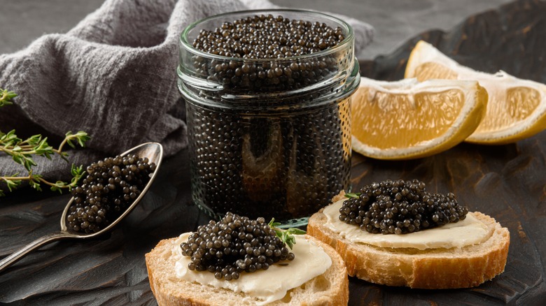 caviar in jar and on toast