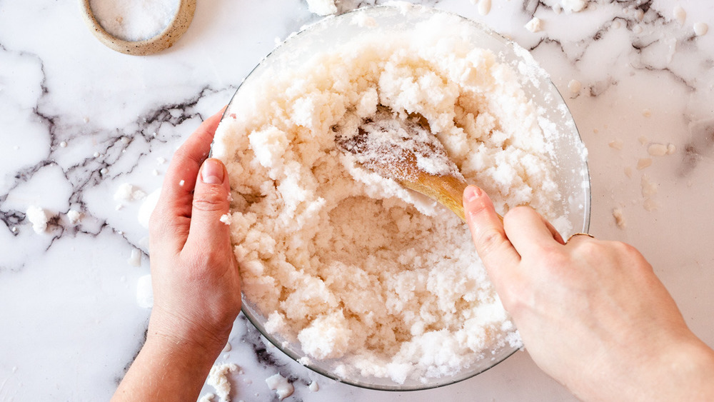 mixing snow ice cream