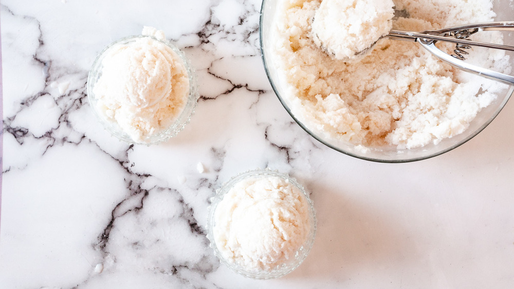 snow ice cream served in bowls