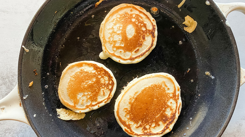 pancakes in skillet