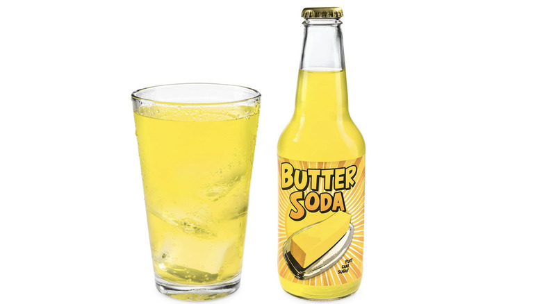 Butter soda on white background