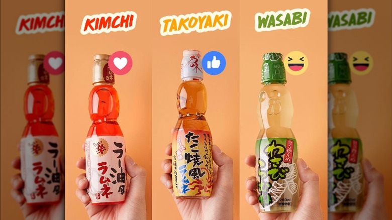 Kimchi, takoyaki, and wasabi sodas