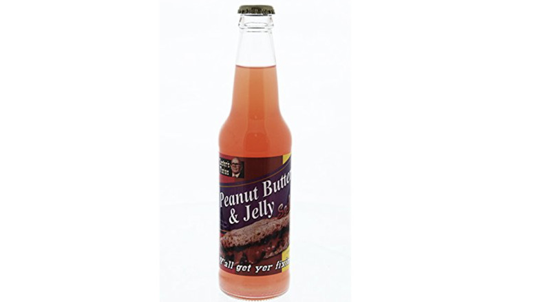 Peanut butter & jelly soda on white background