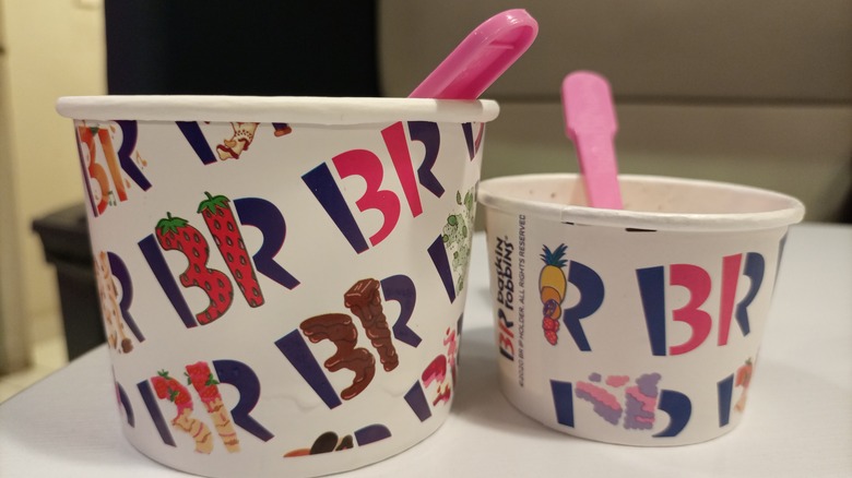 empty Baskin Robbins cups