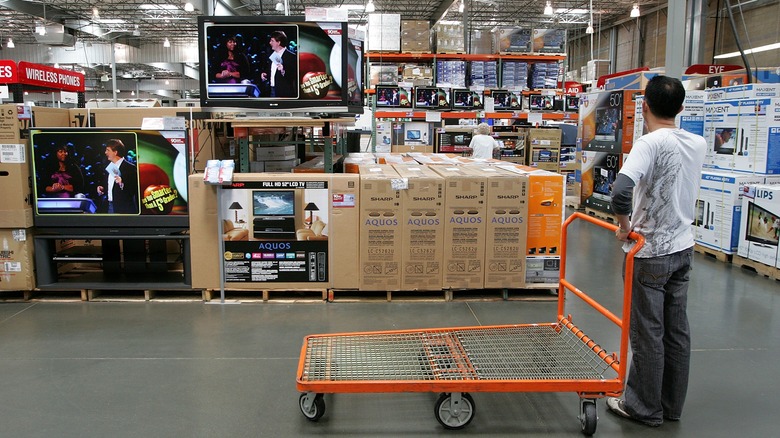 Costco shopper in electronics department