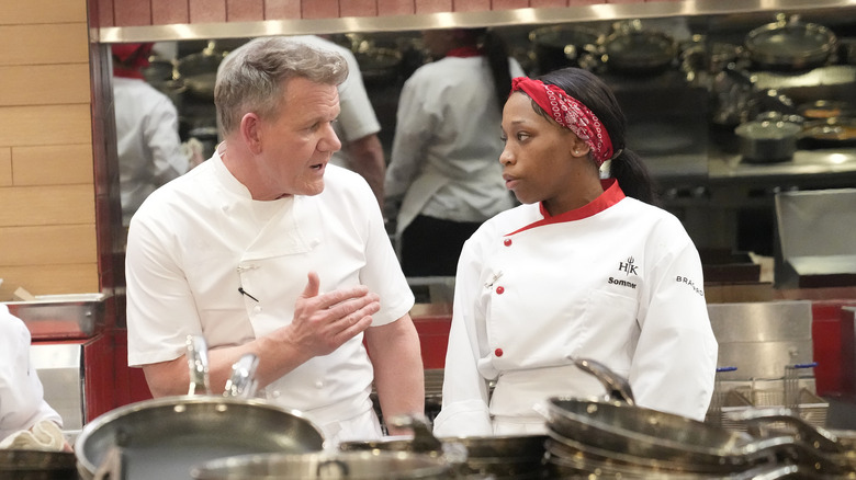 Gordon Ramsay talking to Sommer Sellers 