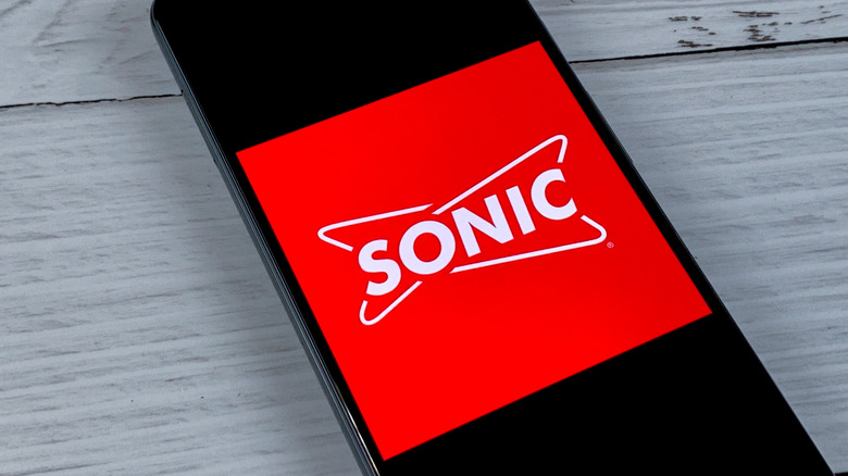 The Sonic Drive-In logo on a cell phone