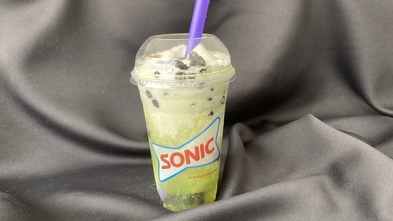 Sonic slush float with boba straw