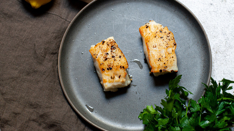 seabass fillets and parsley