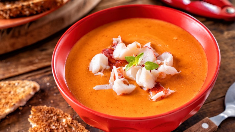 Lobster bisque in a bowl