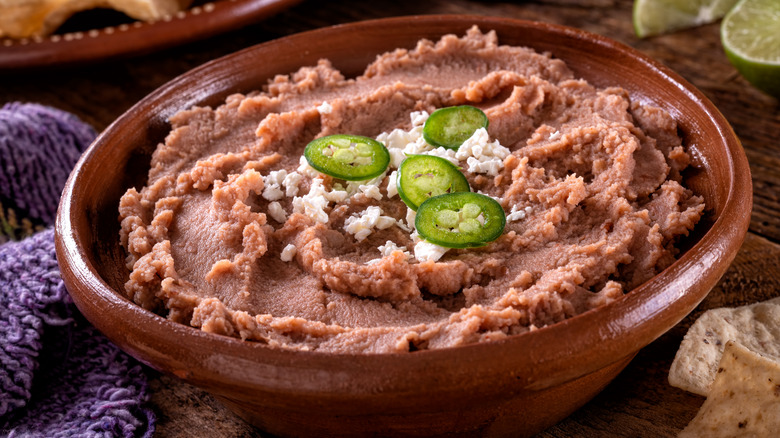 Refried beans in a bowl