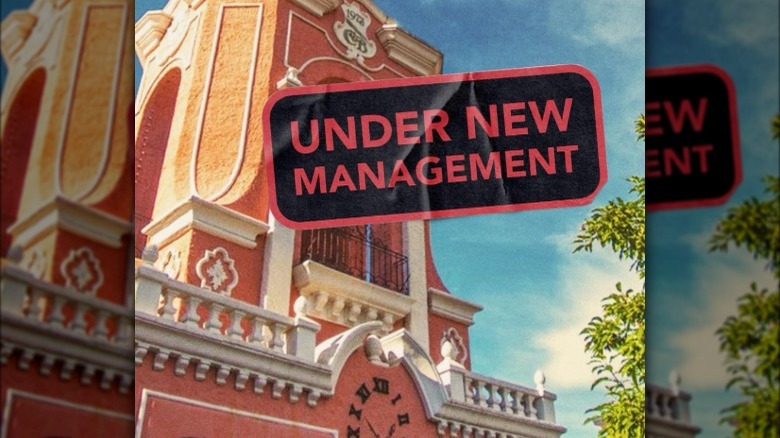 Casa Bonita exterior with "under new management" 