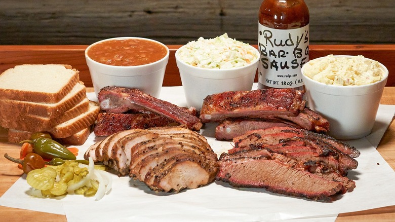 barbecue platter at Rudy's Country Store and Bar-B-Q