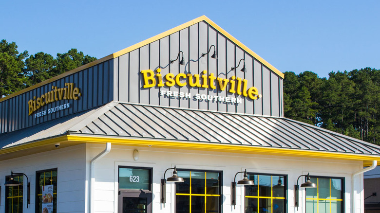 Biscuitville sign on building