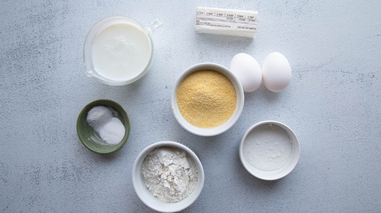 ingredients for southern style buttermilk cornbread