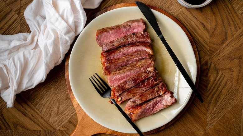 sliced soy-bourbon steak