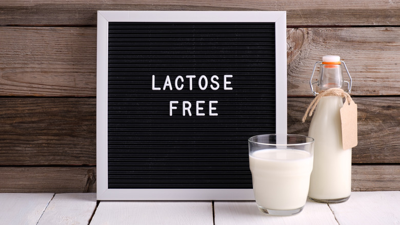 Lactose free sign on wood wall