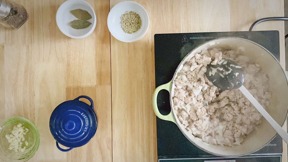 browning meat for spaghetti squash lasagna casserole