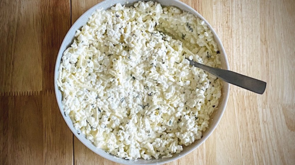 Cheese prep for spaghetti squash lasagna casserole