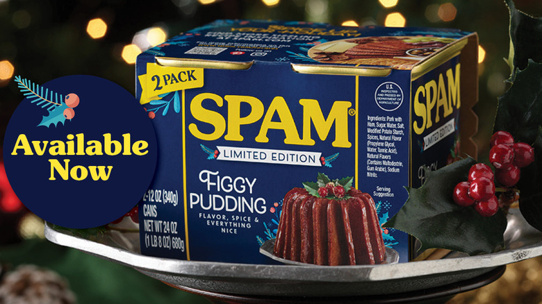 Spam Figgy Pudding on a silver platter