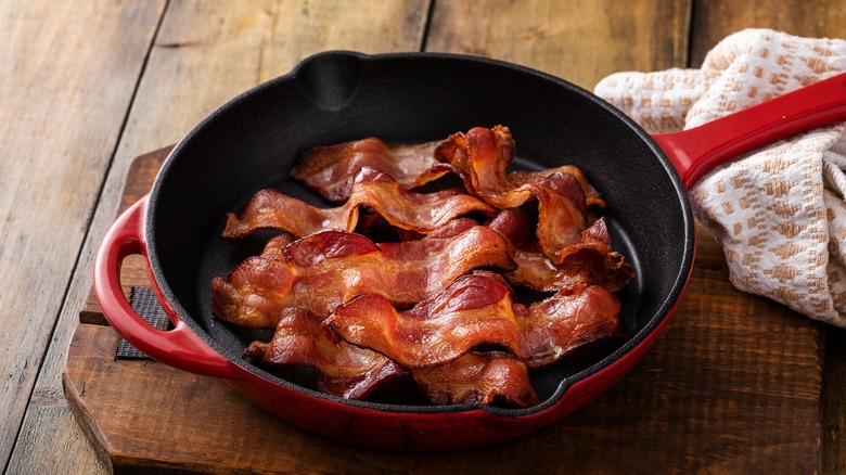 bacon cooking in a pan