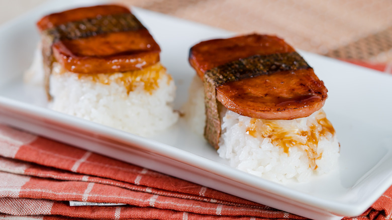 Spam musubi on plate