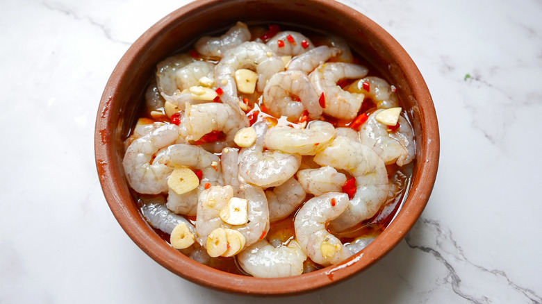 shrimp in baking dish 