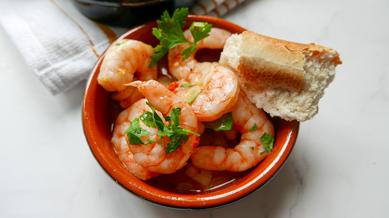 spanish garlic shrimp in a dish 