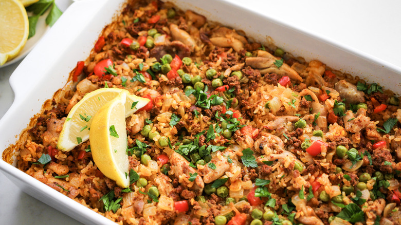 baked paella chicken casserole