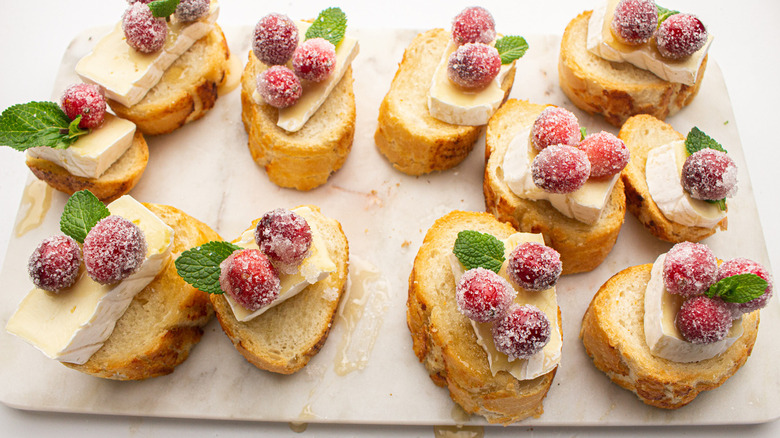 cranberry brie bites on plate