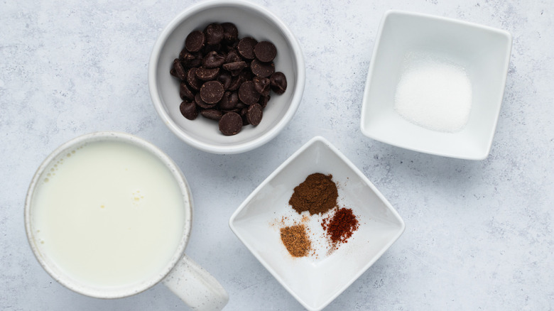 Ingredients for spiced hot chocolate