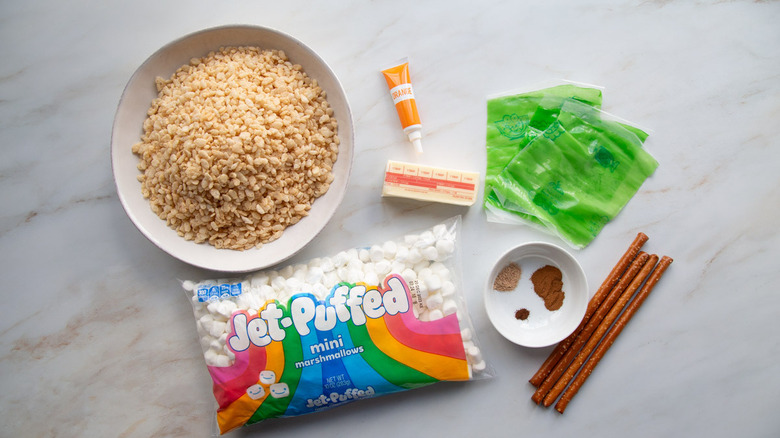 ingredients for pumpkin Rice Krispie treats