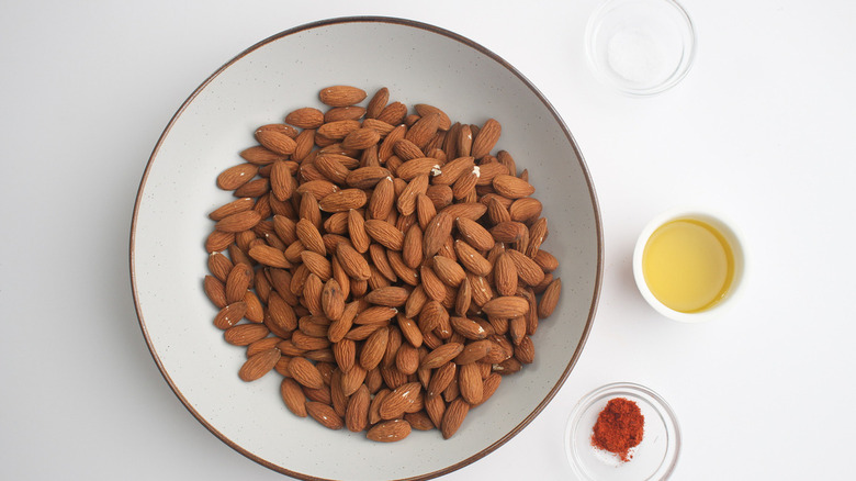 ingredients for spiced roasted almonds