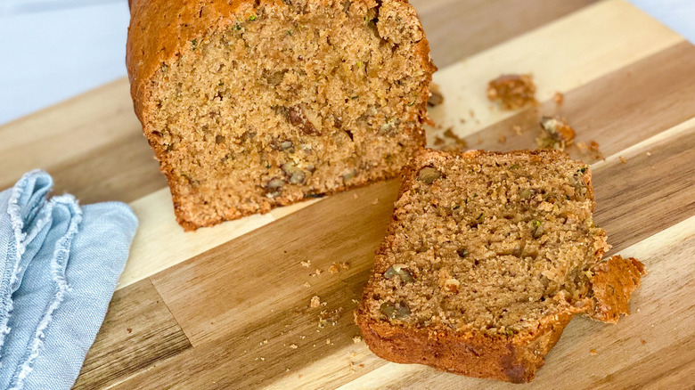 zucchini bread on cutting board