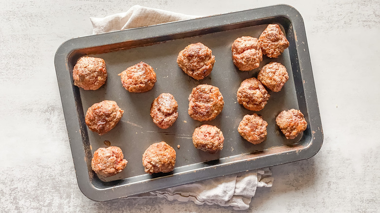 meatballs on tray