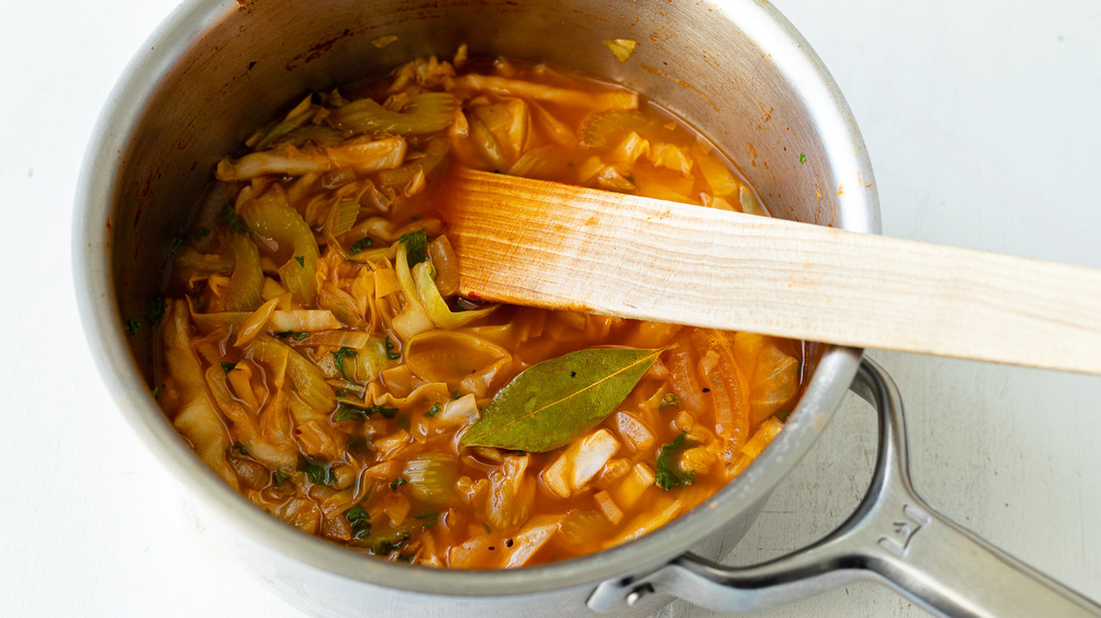 spicy cabbage soup simmering