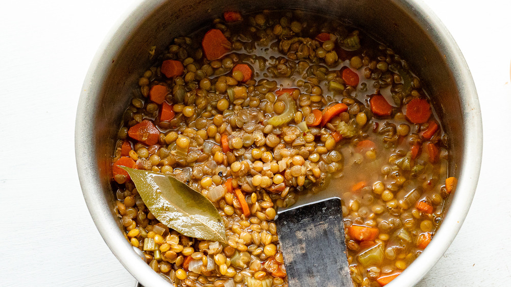 spicy lentil soup cooking