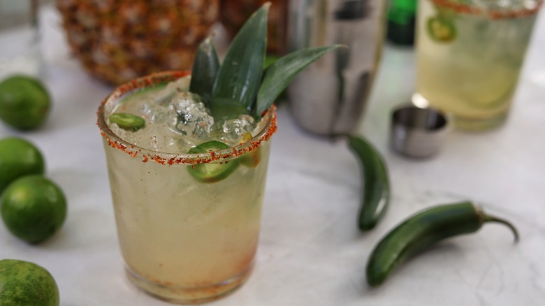 spicy pineapple shrub margarita