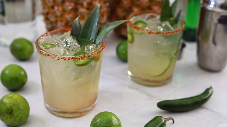 spicy pineapple shrub margaritas