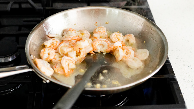 simmering shrimp