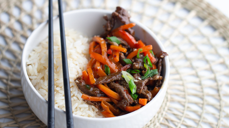 Szechuan beef with rice